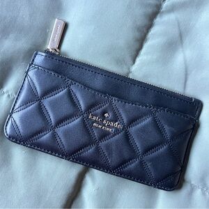 Kate Spade New York Natalia Large Slim Card Holder Black Quilted Wallet